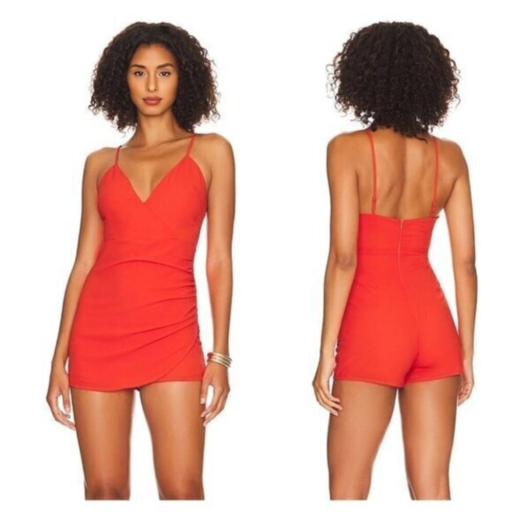MORE TO COME Norah Wrap Romper - Red